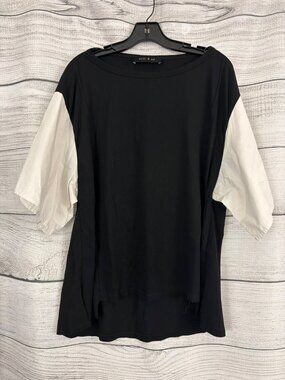 Ozai N Ku Black White Colorblock Short Sleeve Top Size 1(6/8)